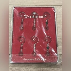 Waterford Crystal Ornament Enhancers Christmas Set of 6 Red, Green, Clear